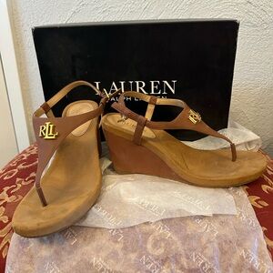 Lauren Ralph Lauren Brown Wedge Sandals